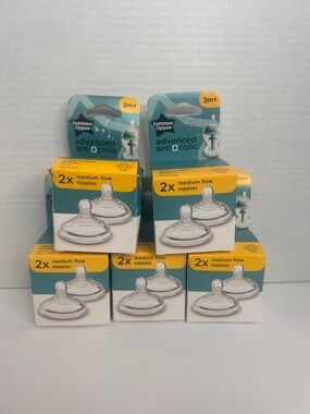 Lot Of 5/ 2pc Tommee Tippee Advanced Anti Colic Medium Flow Nipples 10 Total